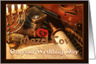 Mazel Tov Jewish Wedding Congratulations Scroll and Violin card