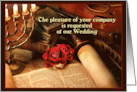 Invitation Jewish Wedding Announcement with Torah Scroll and Violin card