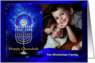 Happy Messianic Chanukah Add Photo Menorah with Blue Lights card