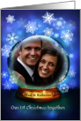 First Christmas Engaged Snow Globe Add Photo and Names or Date card