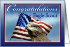 Eagle Scout Congratulations, Golden Eagle and American Flag card