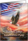 Boot Camp Graduation Party Invitation, Flying Eagle & Flag Sunset card