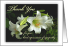 Thank You for Your Sympathy, White Lilies, Thanks for Condolences card