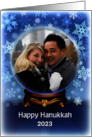 Happy Hanukkah Snow Globe and Snowflakes for Photo card
