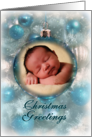 Christmas Greetings White Christmas Tree with Photo in Ornament card