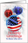 Holiday Greetings to our Troops, American Flag Military Christmas card
