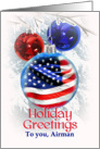 Airman, Holiday Greetings to Air Force, American Flag Christmas card