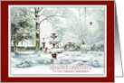 Season’s Greetings to Customers from Business, Snowy Winter Garden card