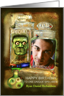 Happy Birthday to Specimen, Creepy Head in Jar Humor Photo Card