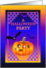Halloween Party Invitation with Pumpkin Bats and Spiders card