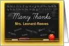 Many Thanks To Teacher, Classroom Chalkboard Custom Front card