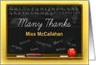 Many Thanks To Teacher’s Aide, Classroom Chalkboard Custom Front card