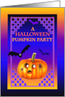 Halloween Pumpkin Carving Party Invitation Pumpkin Bat and Spider card