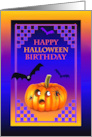 Happy Halloween Birthday October 31 Pumpkin Bats and Spiders card