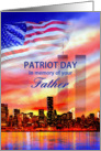 In Memory of Your Father on Patriot Day 9/11, Twin Towers and Flag card