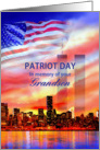 In Memory of Your Grandson on Patriot Day 9/11, Twin Towers and Flag card