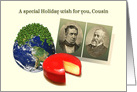 To Cousin, Funny Christmas Humorous Holiday Puzzle, Peas on Earth card