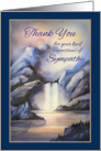 Thank You for Sympathy, Misty Waterfall in Blue Tones with Lake and Landscape card