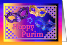 Happy Purim Masks and Star of David for Feast of Esther card