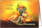 To Son and his Family Happy Thanksgiving Pumpkins and Leaves card