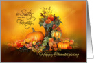 To Sister and her Family, Happy Thanksgiving, Pumpkins and Leaves card