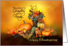 For Grandson and his Family, Happy Thanksgiving, Pumpkins and Leaves card