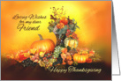 For my Friend, Happy Thanksgiving, Pumpkins and Autumn Leaves card