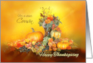 For Cousin, Happy Thanksgiving, Pumpkins and Autumn Leaves card