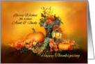 For Aunt and Uncle, Happy Thanksgiving, Pumpkins and Autumn Leaves card