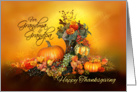 For Grandma and Grandpa, Happy Thanksgiving, Pumpkins and Autumn Leaves card