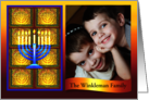 Happy Chanukah Menorah in Mosaic Window Photo Card