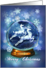 Christmas Snow Globe Believe in Reindeer Flying card