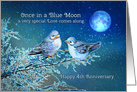 4th Anniversary Happy Fourth Anniversary Bluebirds and Blue Moon card