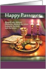 Happy Passover Hebrew Blessing with Seder Plate and Candlelight card