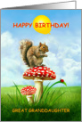 To Great Granddaughter, Happy Birthday Squirrel on a Toadstool card