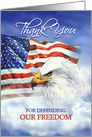 Veterans Day Thank You, American Eagle and Flag in Clouds card