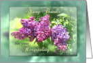 Thank You for Hospitality, Springtime Lilac Garden card