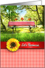 Barbecue Invitation, Red Gingham Picnic Table, Let’s BBQ! card