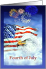 Fourth of July Party Invitation 4th of July Fireworks Flag and Eagle card