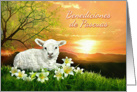 Benediciones de Pascuas, Easter Blessings in Espanol, Spanish Lamb card