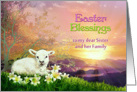 Easter Blessings to Sister & Family, Lamb and Lilies Easter Sunrise card