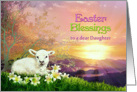 Easter Blessings to Daughter, Lamb and Lilies with Easter Sunrise card