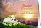 Easter Blessings to Aunt and Uncle, Lamb & Easter Lilies at Sunrise card