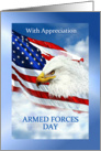 Armed Forces Day Appreciation and Thanks, American Flag & Eagle card