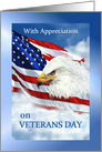 Happy Veterans Day Thank You to Veteran, American Flag & Eagle card