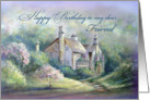 Happy Birthday to My Friend, Country House & Flowering Trees card
