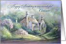 Happy Birthday to my Cousin, House & Garden with Flowering Trees card