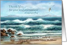 Thank You for Sympathy, Blue Seascape, Custom Front for Name card