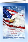 Thank You for Sympathy, American Flag & Eagle Custom Add Name card