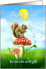 Thank You for the Get Well Gift, Squirrel on Toadstool with Balloon card